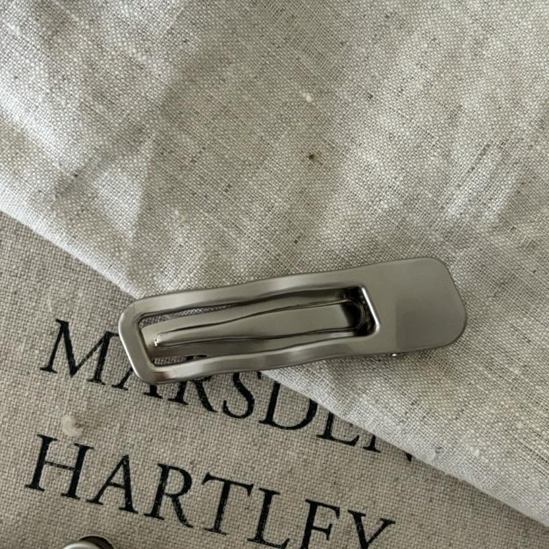 Cold Wind Metal Silver Wavy Lines Hairpin Pair Geometric Rectangular Water Drop Duck Bill Clip Bangs Clip Explosion