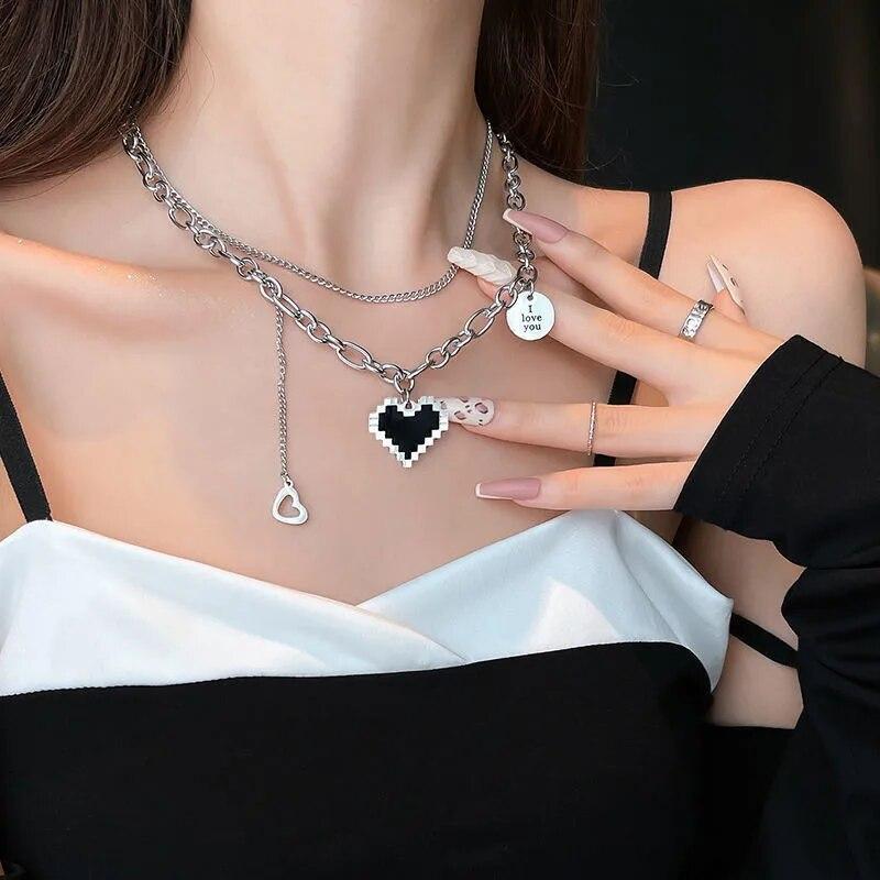 Simple Crystal Geometric Gold Color Pendant Necklace Set for Women Charms Fashion Square Rhinestone Female Vintage Jewelry 2022