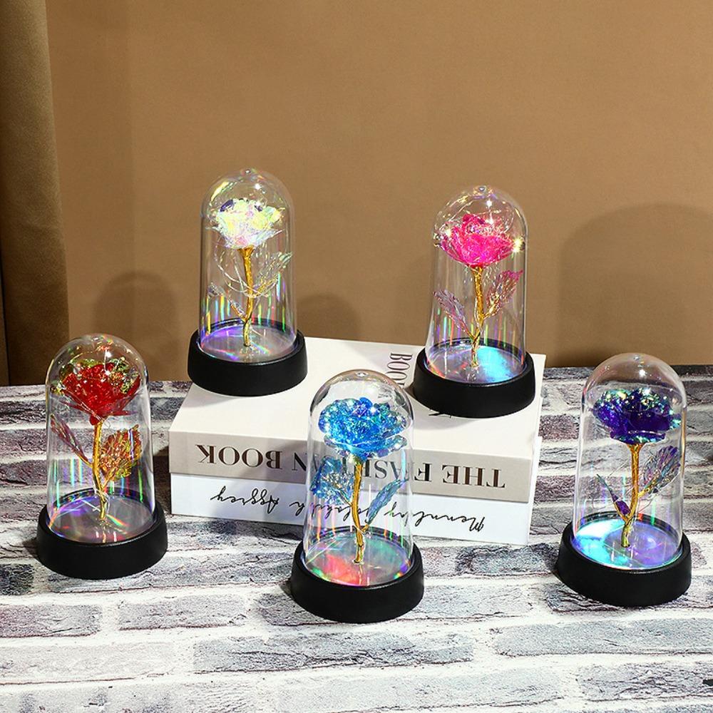 Красная Разноцветная Роза Искусственные Цветы Свадебное Украшение Светодиодная Подсветка Фольгированный Цветок Подарок