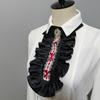 Victorians Colonial Ruffle Satins Jabot False Collar Crystal Necktie Medieval Costume Shirt Front Detachable Neck Collar