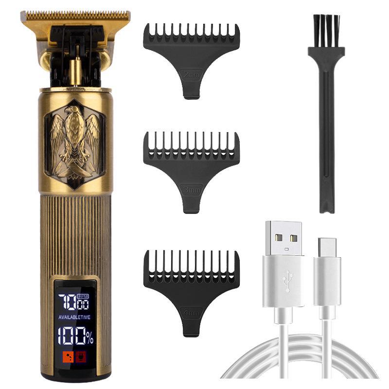 Электрическая машинка для стрижки волос с USB-цифровым дисплеем, бритвой и функцией карвинга