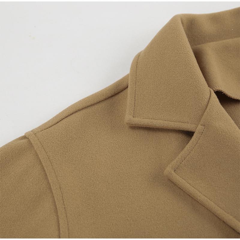 Woolen Coat Women Thick Windbreaker Double Breasted Lapel Long Sleeve Loose Jacket Commuting Casual New Fashion Autumn