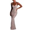 Women's Floral Lace Sexy Cocktail Dress Sleeveless Spaghetti Strap Bodycon Maxi Dress Slim Fit Party Club Evening Dress