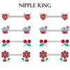 2PCS Red Zircon Flower Cherry Nipple Rings 14G Stainless Steel Sunflower Dangled Sexy Nipple Piercing Shield Barbell for Women