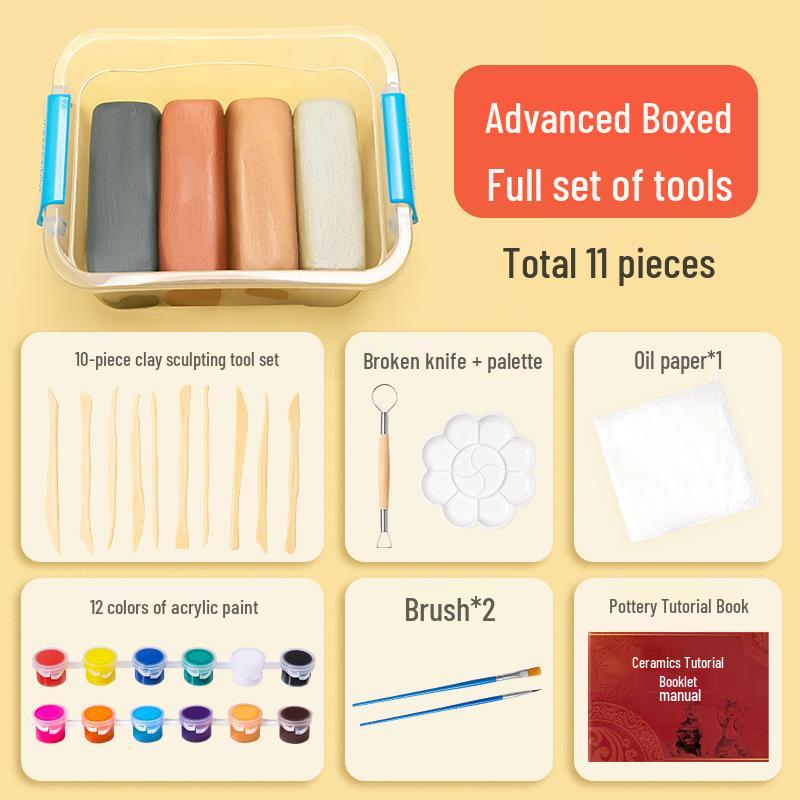 Children's Electric Pottery Machine Set with Polymer Clay & Tools for Students