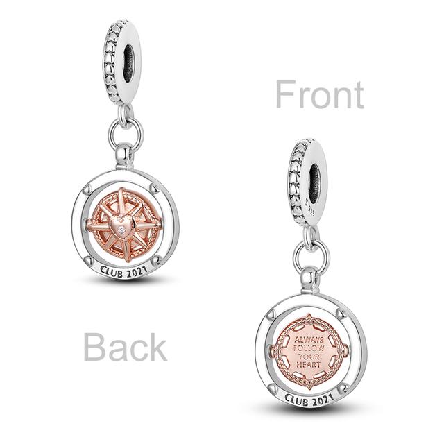 Follow Heart компас висячие подвески бусины кулон серебро 925 пробы подходят оригинальный браслет Pandora браслет DIY для изготовления ювелирных изделий