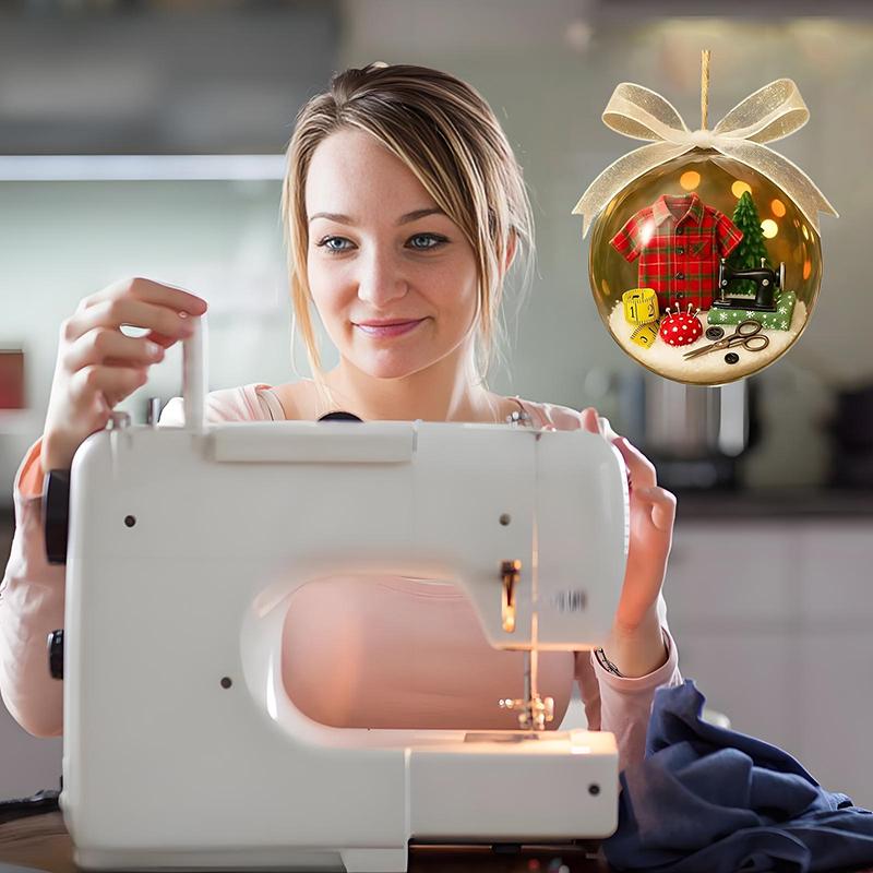 Праздничный швейный шар со снегом, Винтажная швейная машинка, украшение на рождественскую елку, Теплое зимнее украшение для дома
