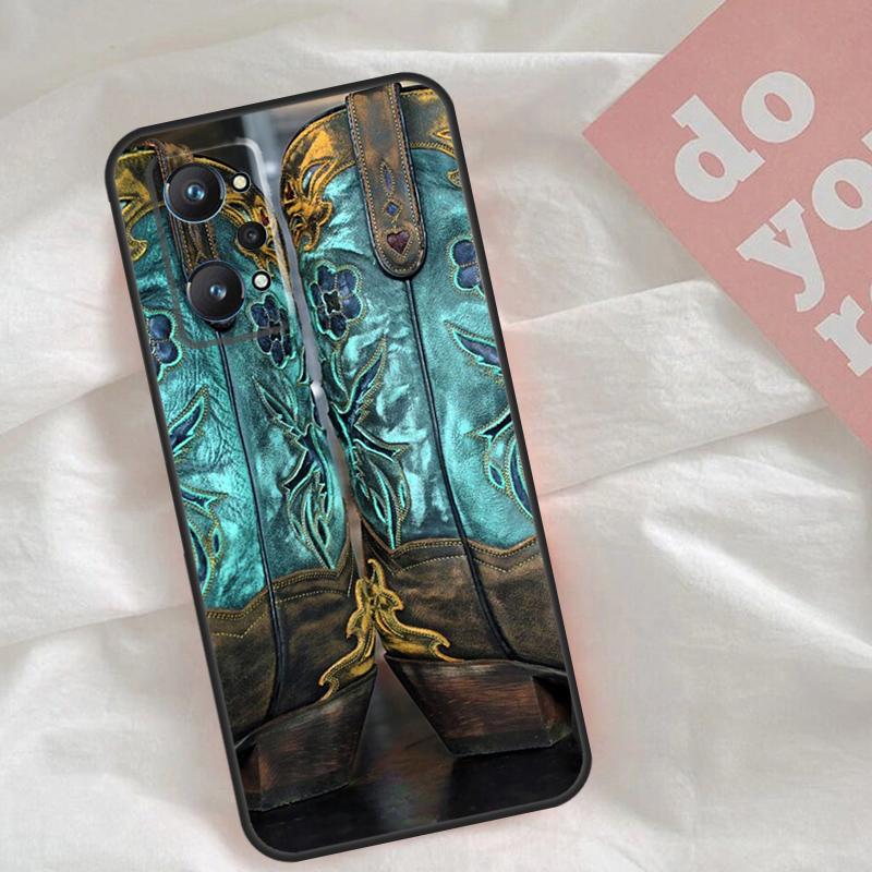 Западные Ковбойские Сапоги Ковбойские Чехол из Коровьей Кожи Для Realme C75 C63 C61 C65 C67 C55 C51 C53 C35 C71 15 11 12 13 14 Pro Plus GT6 GT7 Pro