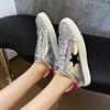 Cross Border Dirty Shoes Korean Version Women New Sequin Sparkling Silver Retro Couple Star Made Old Dirty Women White Shoes