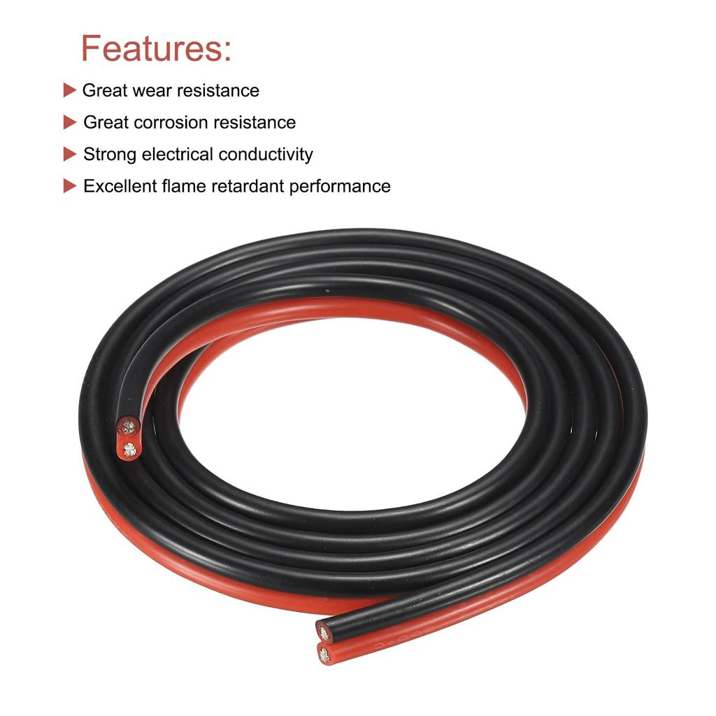 uxcell Silicone Resin Parallel 14AWG 14 Red and Twisted Standard Flexible Tin Plated LED Lamp Ribbon Extension Cable for Internal Wiring in Cars Wire,