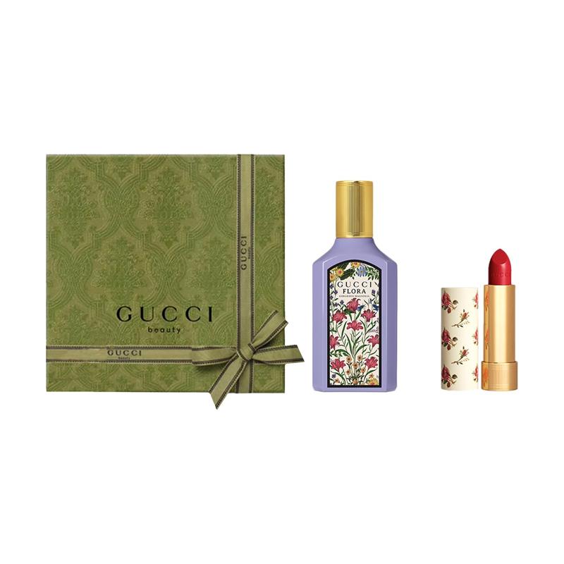 Gucci Perfume set Dreamy Mulan Small Floral Lipstick Colorful Silk Lipstick Gift Two-piece set: Qimeng Mulan women's perfume 100ml + #25 silk lip balm