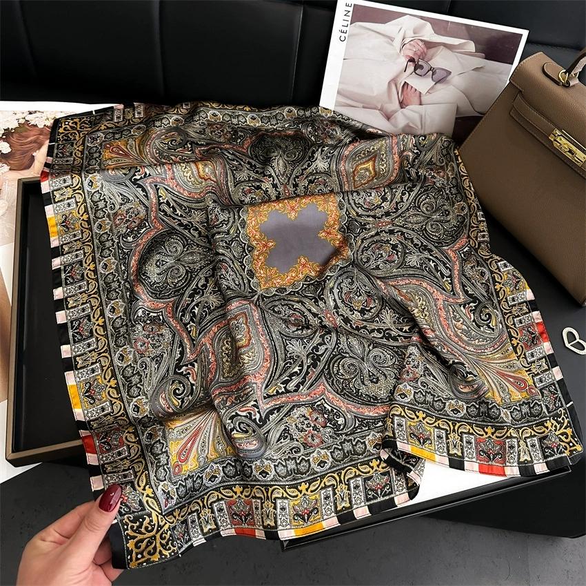 New 70cm Small Square Scarf Paisley Pattern Retro Ethnic Printed Scarf Hijab Female Headband Kerchief Luxury Neck Tie Shawl Wrap