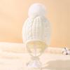 Children Hat Plush Ball Decor Twist Texture Lace-up Knitting Hat Solid Color Design Breathable Warm Winter Hat