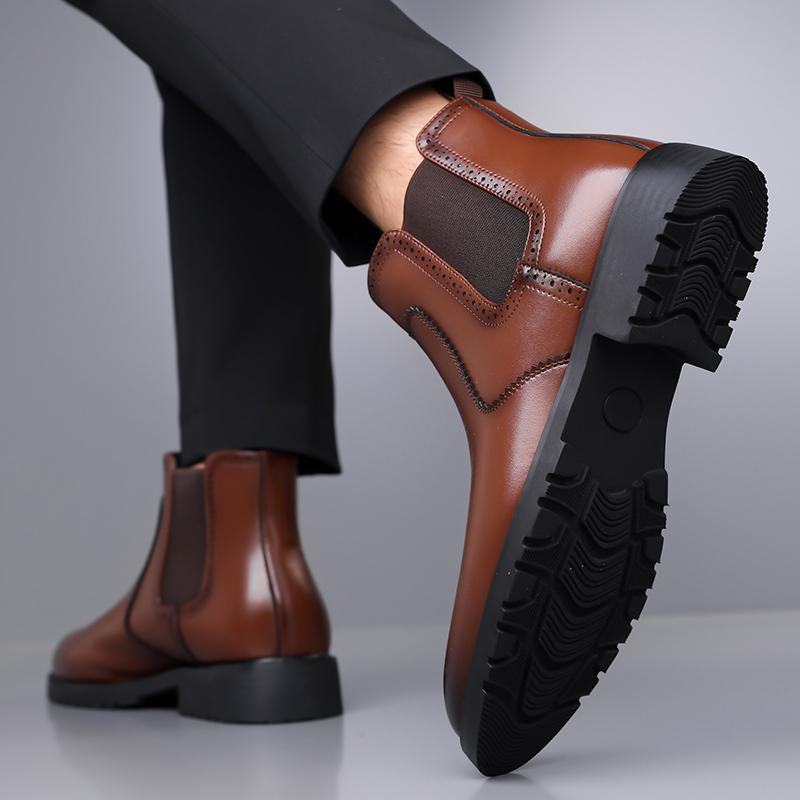 Мужские классические ретро ботинки челси, мужские модные кожаные ботильоны, мужские ботинки в британском стиле, полусапожки, мужская повседневная обувь