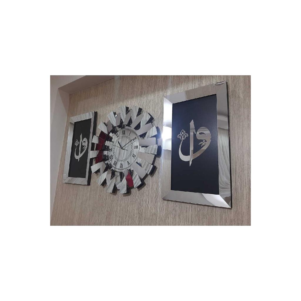 3-piece Wall Clock Roman Numeral 3d Piano Model Mirrored Plexi Silver Elif Vav