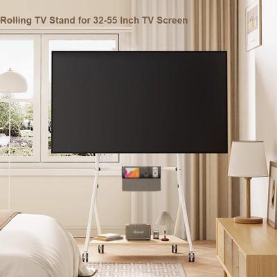 Напольная подставка для телевизора для маленьких помещений, передвижная тележка для телевизора для экранов 32-55 дюймов до 110 фунтов, современные подставки для телевизора для гостиной, VESA 400*400 мм
