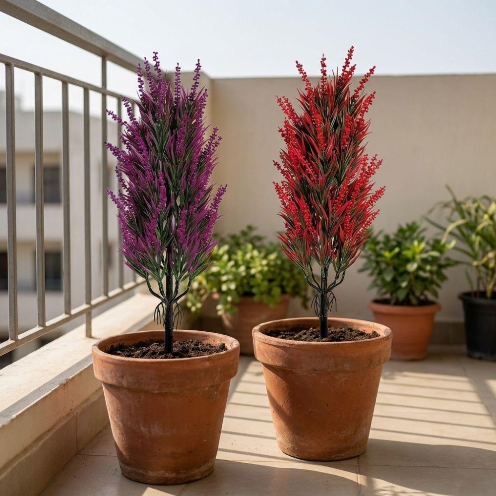 No Fade Lavender Tree Ground Stake UV Resistant Fake Flower Sprigs Maintenance Free