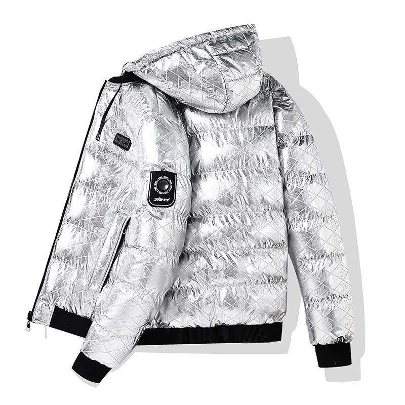 Глянцевая хлопковая куртка мужская утолщенная теплая свободная универсальная съемный капюшон двусторонняя носка с капюшоном удобная и универсальная куртка