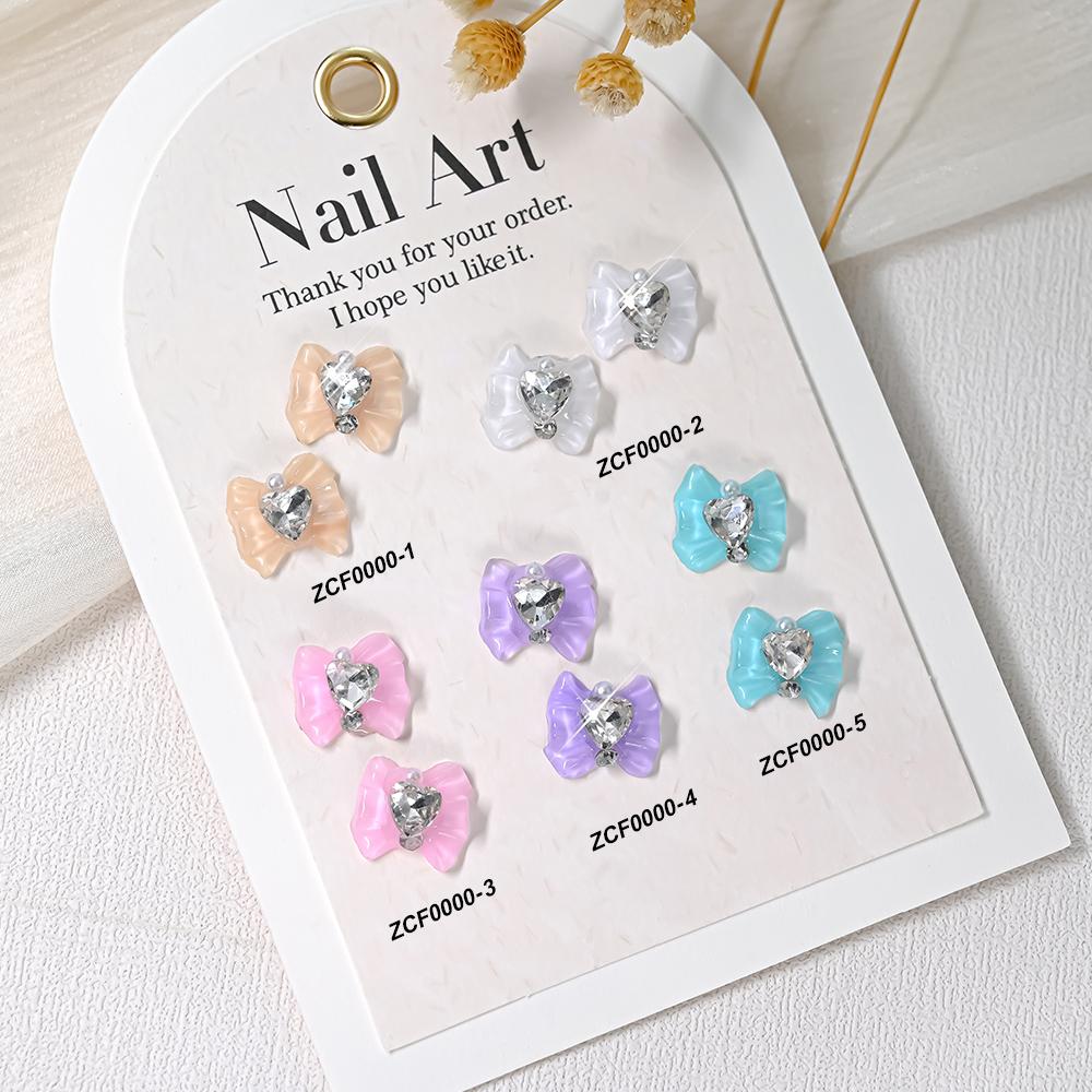 10pcs Sailor Warrior Moon Nail Charm 3D Shiny Japanese Bowknot Diamond Gem Nail Rhinestones Crystal Heart Design DIY Nail Parts