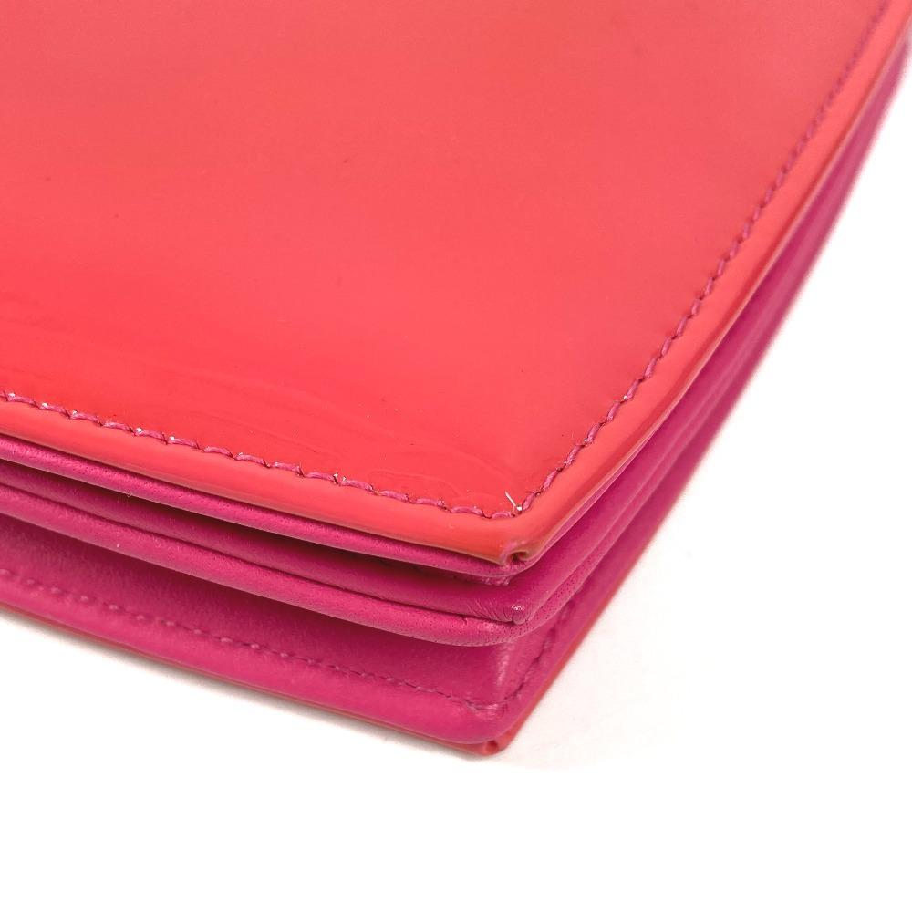 CHANEL Makeup Shoulder Bag Crossbody Long Wallet Patent Leather pink