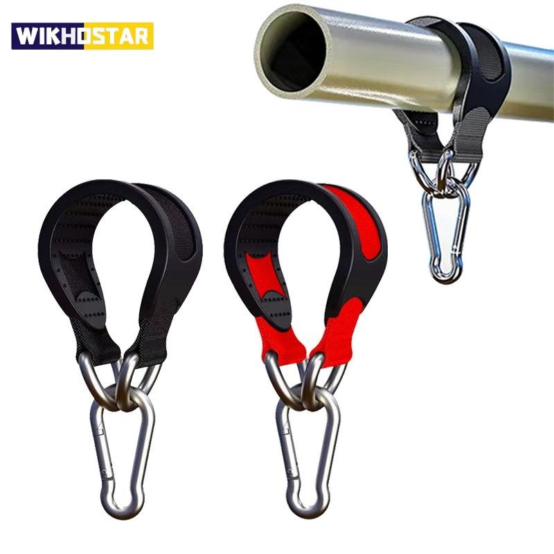 2Pcs Nylon Sling Strap with Metal Hook, Versatile Gym Accessory for Sandbag Boxing Hammock, Black Heavy‑Duty Fitness Strap