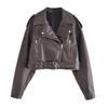2023 Autumn Gradient PU Leather Motorcycle Jacket—Stylish Short Lapeled Design for Cool Women