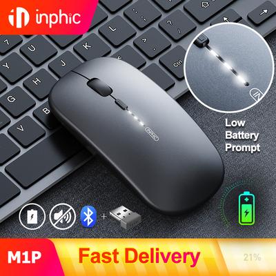 Беспроводная мышь INPHIC M1P, перезаряжаемая, 1600 DPI, ультратонкая, бесшумная мышь, 2.4G + двухрежимная Bluetooth-мышь для iPad, планшетов, ноутбука, LED-индикатор питания