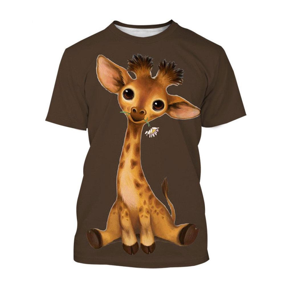 Fashion Funny Cartoon Animal Giraffe Graphic T Shirts For Men Summer Trend Casual Cute Harajuku Printed Round Neck Short Sleeve