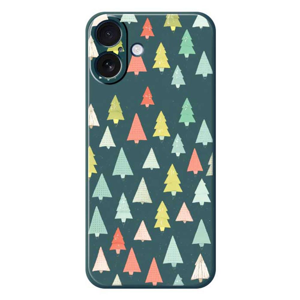 Для iPhone 17 Чехол Цветной Принт Деревья Прямой Край ТПУ Задняя Крышка Телефона