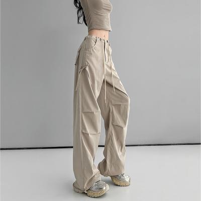 Повседневные рабочие брюки для женщин на лето, тонкие быстросохнущие брюки, свободные и облегающие, универсальные, широкие брюки для женщин в стиле хай-стрит