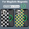 Клетчатая шахматная доска Чехол для телефона Для iPhone 16,15,14,13,12,11,Plus,Pro,Max,Mini Магнитная беспроводная зарядка MagSafe