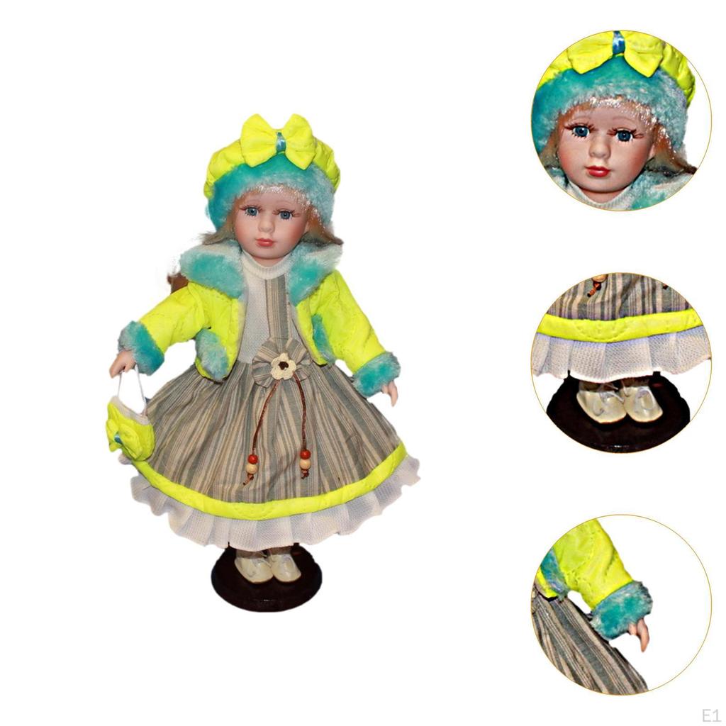 Фарфоровая стоячая кукла керамическая кукла для украшения дома в деревенском стиле коллекционная с подставкой 15,75 дюймов