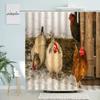 Куриная Шторка для Душа Перья Птица Животные Сельский Ретро Старый Фермерский Дом Сарай Декор Стены Ванной Комнаты С Крючками Водонепроницаемый Экран