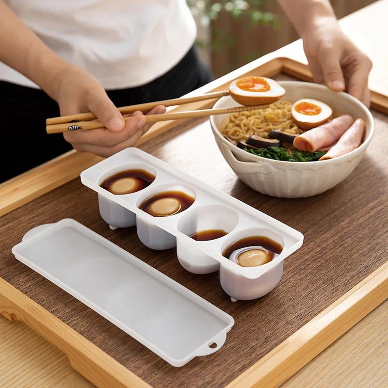 Горячие маринованные чайные яйца в решетку с контейнером с крышкой, бытовой креативный пластиковый контейнер для маринования яиц для холодильника, кухня