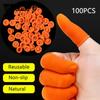 100PCS Finger Cots Orange Reusable Natural Rubber Latex Non-slip Finger Cover Fingertip Protector Industry Gloves Nail Art Tool
