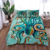 Octopus Duvet Cover, Ocean Animal Octopus Bedding Set Nautical Bedroom Decor, Marine Creatures Duvet Cover for Kids Girls Boys