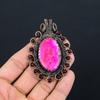 Розовый дендрит опал драгоценный камень чистая медная проволока обернутая ювелирные изделия ручной работы кулон