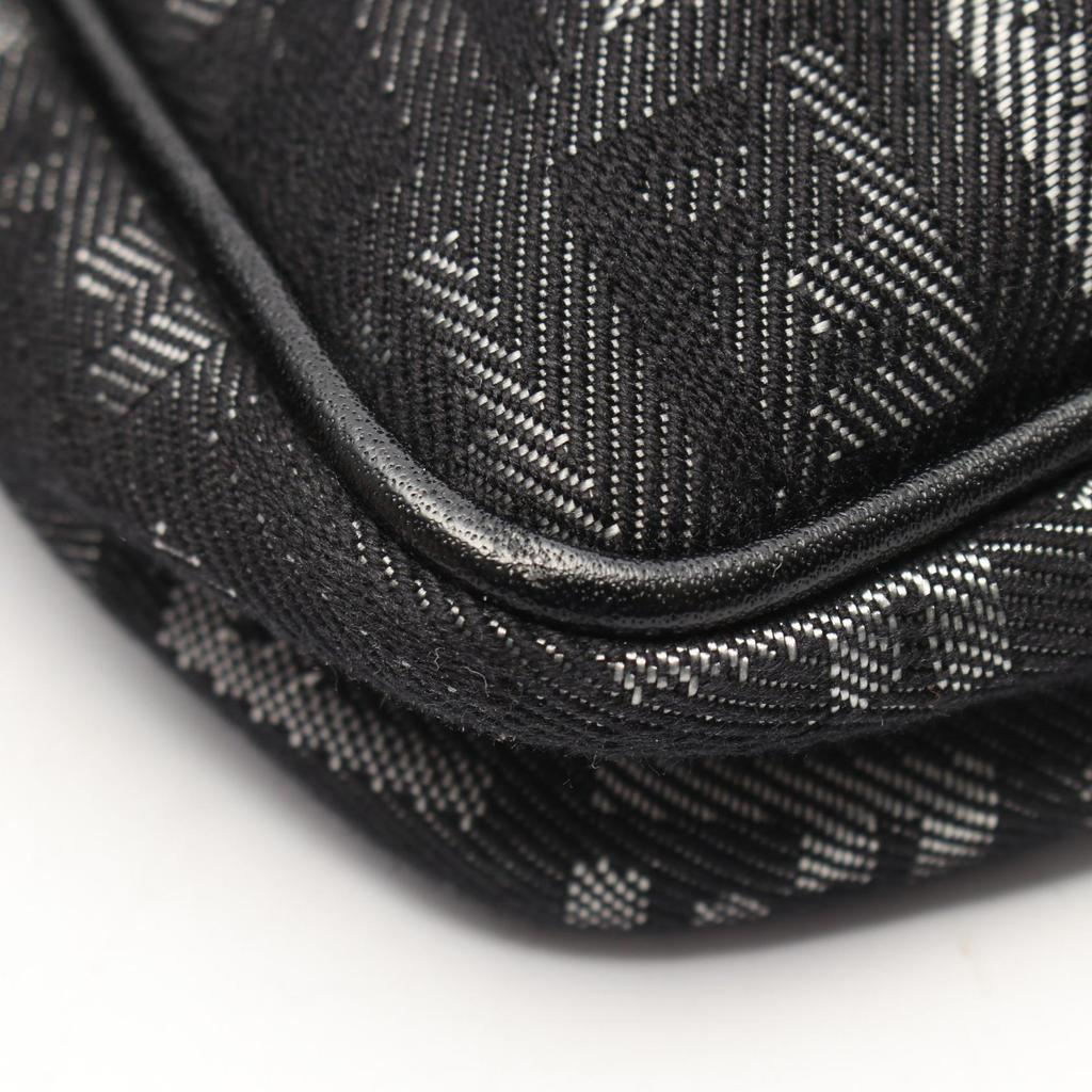Used FENDI Zucchino Shoulder Bag canvas leather Black Gray Used Women
