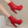 Модные короткие сапоги на молнии, женские ботильоны на платформе, черные, красные, желтые, белые, на каблуке, туфли для вечеринки, женские, большой размер 50