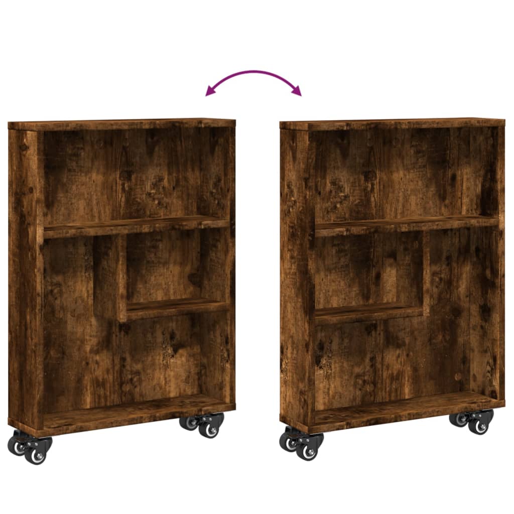 Narrow Storage Cart Smoked Oak 48x13x68cm Engineered Wood