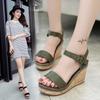 Womens Flat Sandals With Velvet Upper And Ankle Buckle For Summer Casual Wear