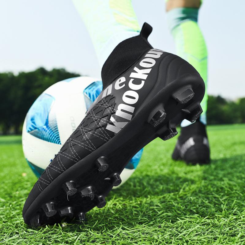 31-48 Мужские/женские футбольные бутсы. Высококачественные большие кожаные высокоэластичные носки, футбольные тренировочные бутсы с длинными ногтями из искусственного газона.