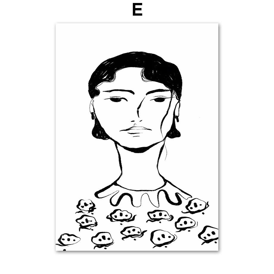 Абстрактная богемная линия, женская ваза с листьями, цветы, плакаты середины века, холст, картина, настенная живопись, печать, картина для гостиной, домашний декор