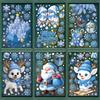 Merry Christmas Window Stickers Cartoon Santa Claus Snowman Snow Flake Electrostatic Glass Decals Background Decor Stickers