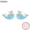 Cute Little Blue Whale Earrings 925 Sterling Silver Marine Animal Earrings For Women Girl Gift Boucle D 'Oreille S -E646