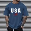 Men T-shirt Round Neck Short Sleeve Slim Fit Tee Shirt USA Pattern Versatile Tee Tops Running Fitness Tops Daily Wear