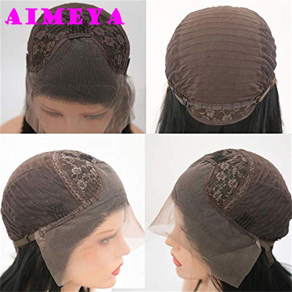 AIMEYA Platinum Blonde Lace Front Wigs for Women Long Natural Wave Synthetic Hair Heat Resistant Fiber Hair Free Part