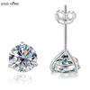 Gica Gema S925 Silver Set 1ct Zircon Stone Woman Classic Simple Small Fresh Three Claw Earrings