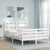 VidaXL Bed Frame with Headboard White Small Double Solid Wood 3194412