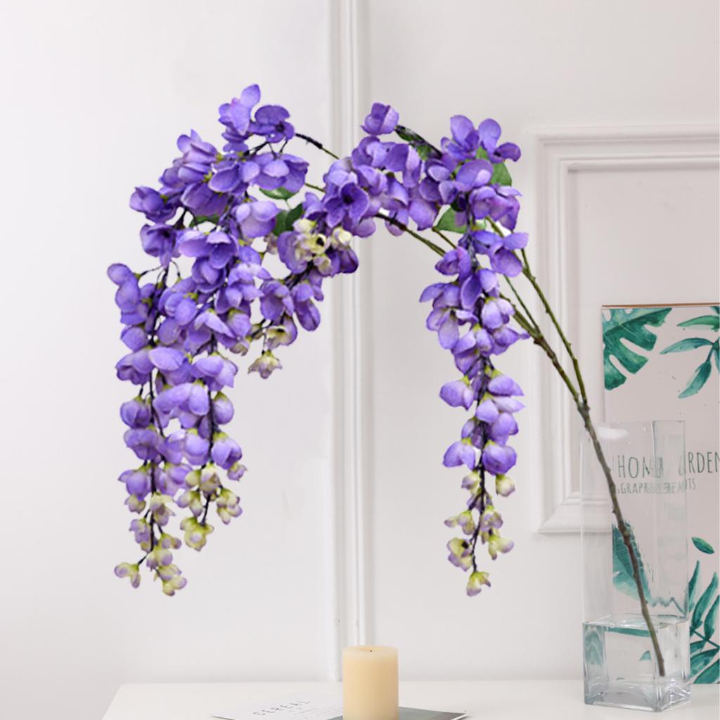 Artificial Wisteria Iron Wire Silk Cloth Simulated Flower Vine for Wedding Home Decoration Length 97cm